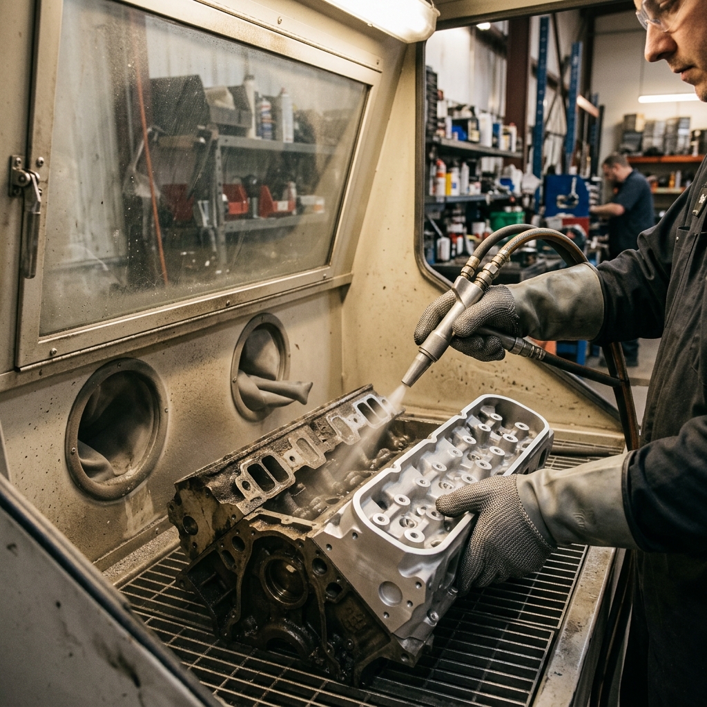 Glassblåsing av deler i aluminium